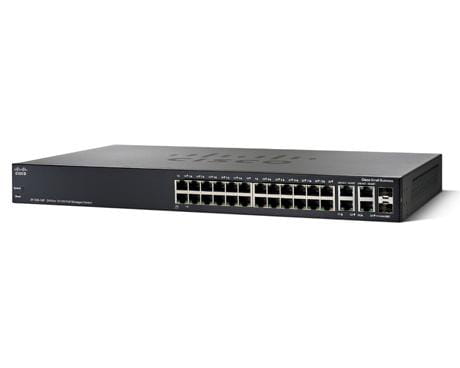 Cisco SF300-24P Verwalteter Netzwerk-Switch L3 Energie Über Ethernet (PoE) Unterstützung Schwarz