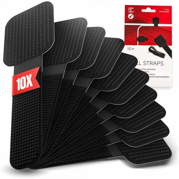 LTC Wall Straps | Selbstklebende Klettkabelhalter, schwarz, 10 Stück (LTC 3110)