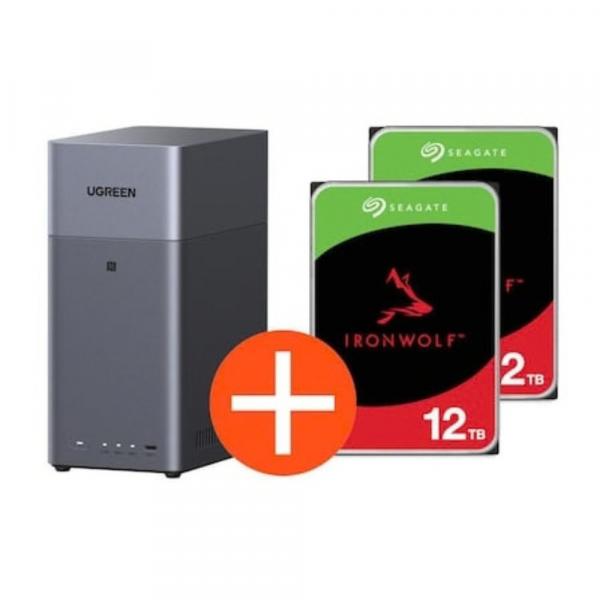 Sistema NAS Ugreen NASync DH2300 a 2 baie inclusi 2x Seagate IronWolf ST12000VN0008 - Server di archiviazione