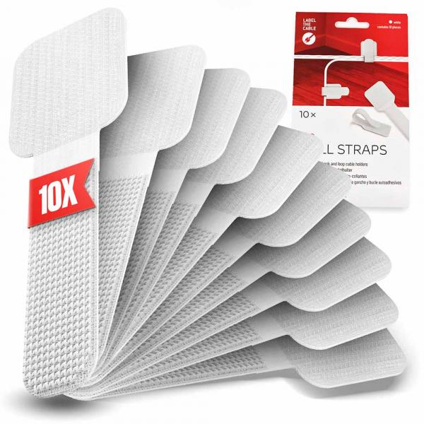 LTC Wall Straps | Selbstklebende Klettkabelhalter, weiß, 10 Stück (LTC 3120)