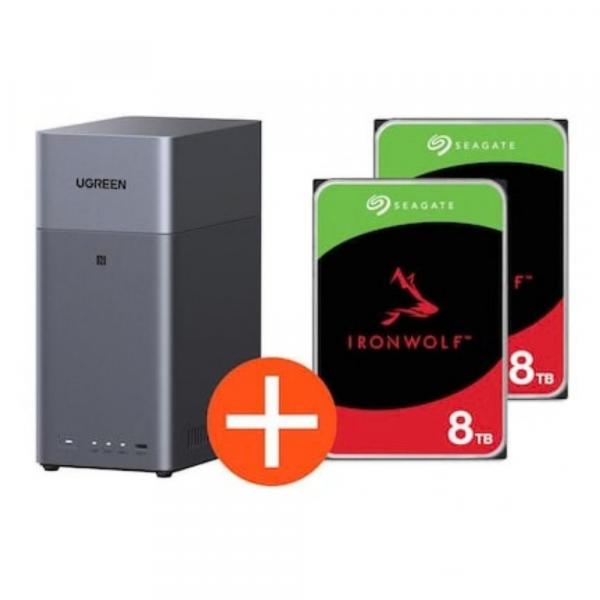 Ugreen NASync DH2300 NAS System 2-Bay inkl. 2x Seagate IronWolf ST8000VN002 - Storage Server
