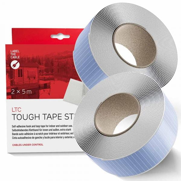 LTC Tough Tape Strap | Selbstklebende Klettbandrolle, weiß, 5 Meter, 50mm Durchmesser (LTC 1620-5-50)