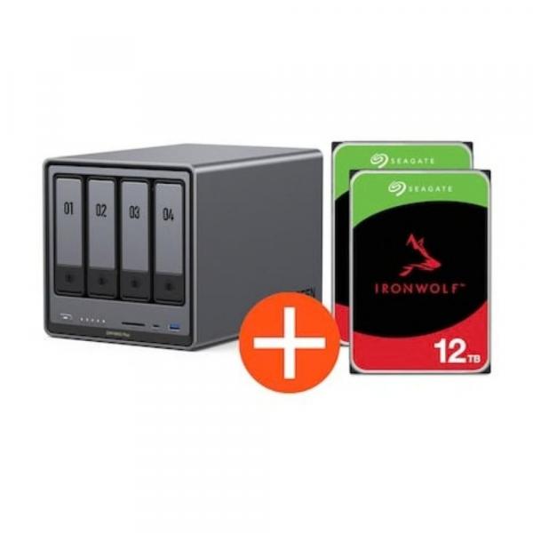 Ugreen NASync DXP4800 Plus NAS System 4-Bay inclusi 2x Seagate IronWolf ST12000VN0008 12 - Server di Storage