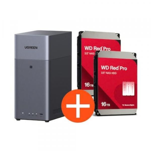 Système NAS Ugreen NASync DH2300 2 baies incluant 2x WD WD161KFGX HDD - 16 - Serveur de stockage