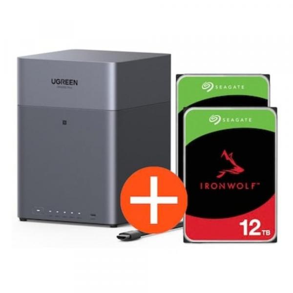 Ugreen NASync DH4300 Plus NAS System 4-Bay inkl. 2x Seagate IronWolf ST12000VN0008 12 - Storage Server