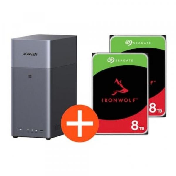 Ugreen NASync DH2300 NAS System 2-Bay inkl. 2x Seagate IronWolf ST8000VN004 - Storage Server
